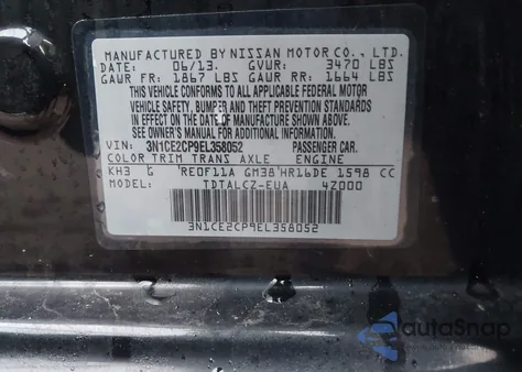 2014 Nissan Versa Note from USA, damaged, VIN 3N1CE2CP9EL358052